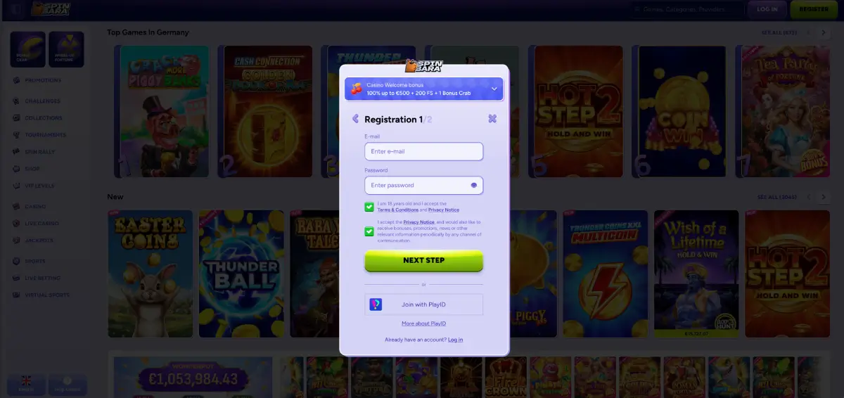 Spinbara casino registration form step-by-step for Australian players